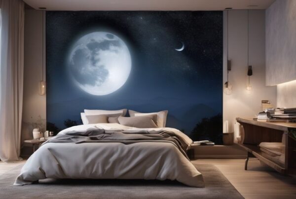 peaceful bedroom with moonlight and sleeping person