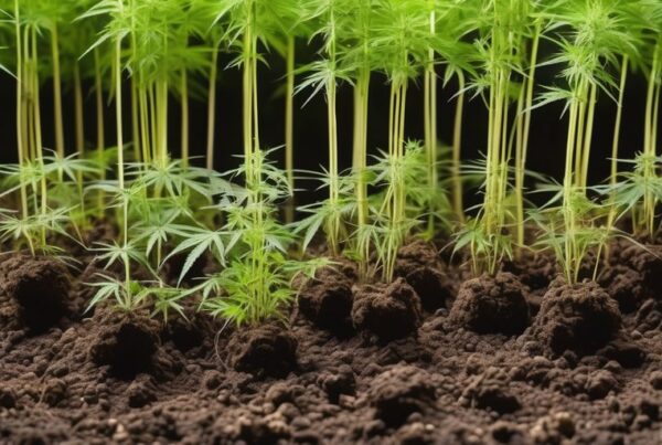 different soil types in garden setting with cannabis plants