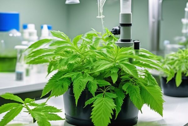 Indica plant in a medical laboratory