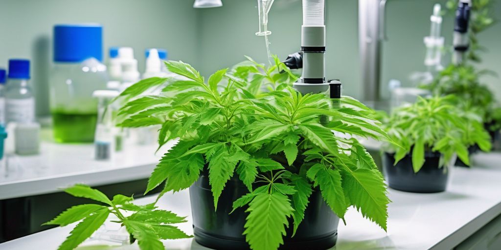 Indica plant in a medical laboratory