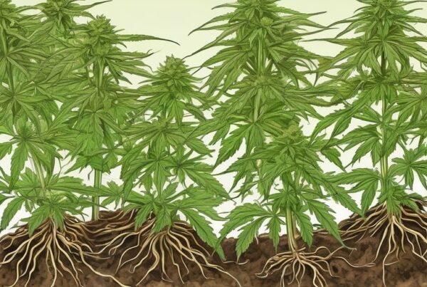 mycorrhizae roots cannabis plant illustration