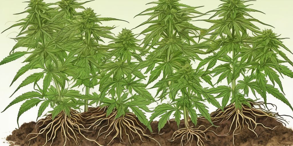 mycorrhizae roots cannabis plant illustration