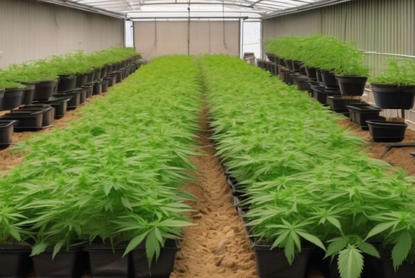 cannabis plants growing with cover crops in fertile soil